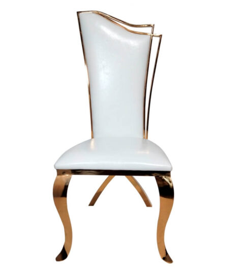 Gold Stainless Steel High Back Wedding Dining Chair