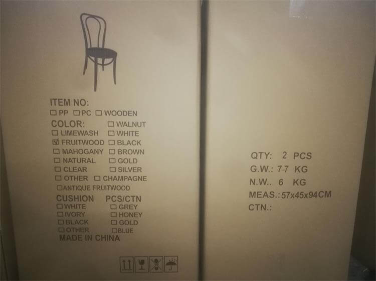 packing size of bentwood chairs