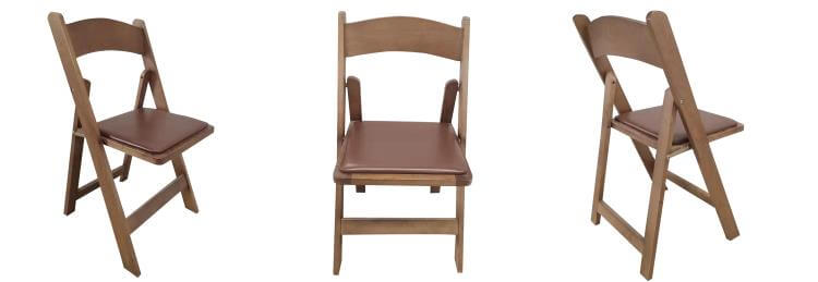 wood brown padded chairs