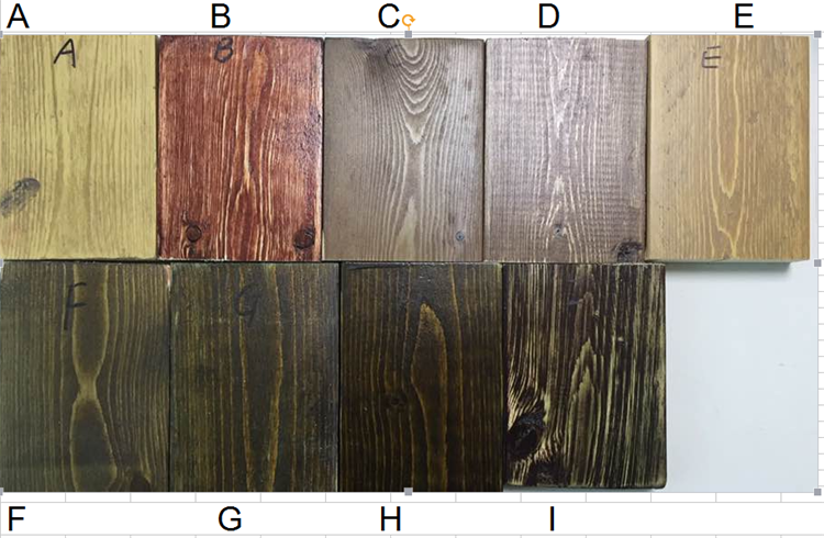 Color swatch of fram tables