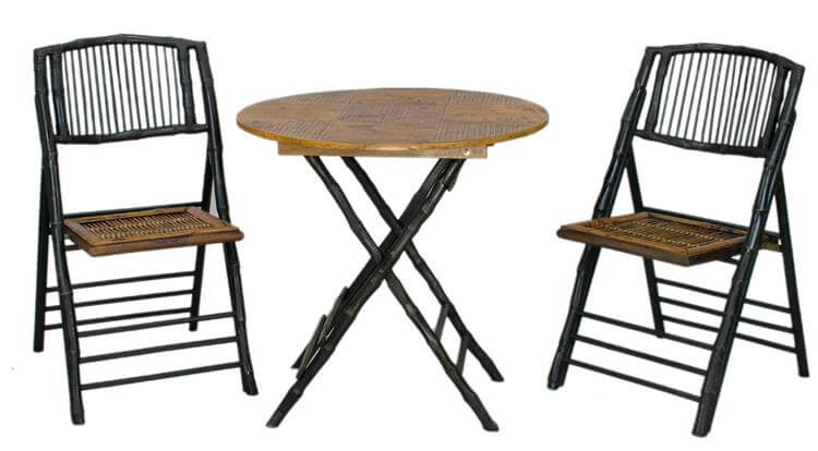 black bamboo chair and table