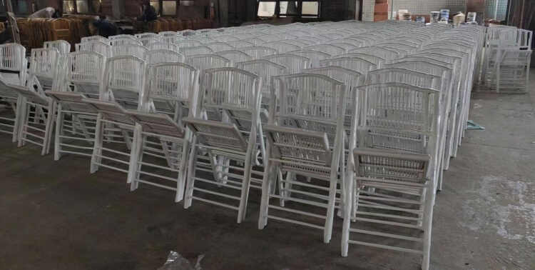 bright white bamboo folding chair