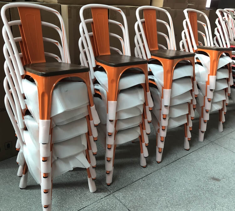 orange metal tolix chair