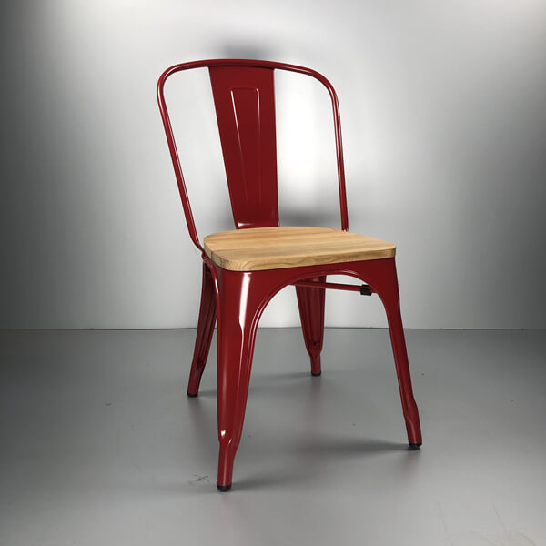 red metal tolix chair