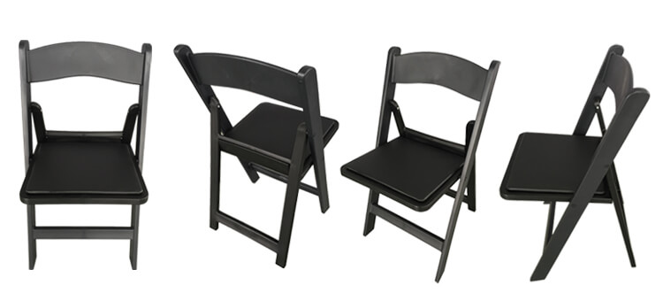black padded folding chairs