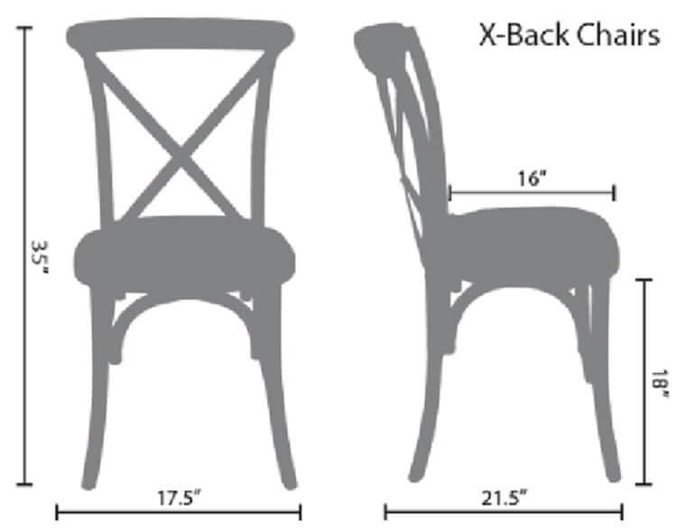 size of crossback chairs