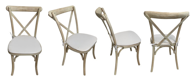 limewash cross back chairs with white cushion