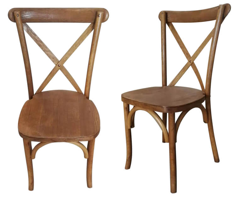 oak light color cross back chairs