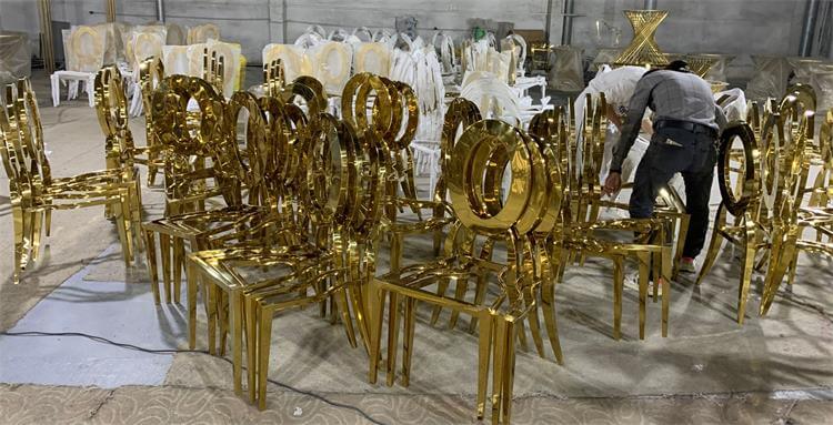 stainless steel gold chairs and tables