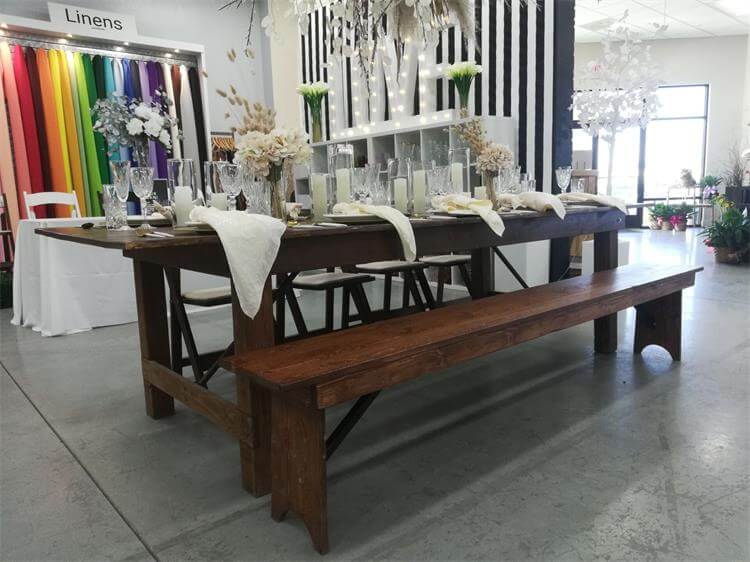 farm table and bench