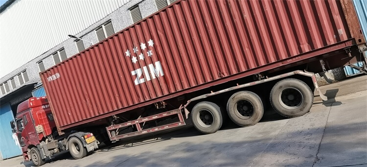 loading container of steel chairs