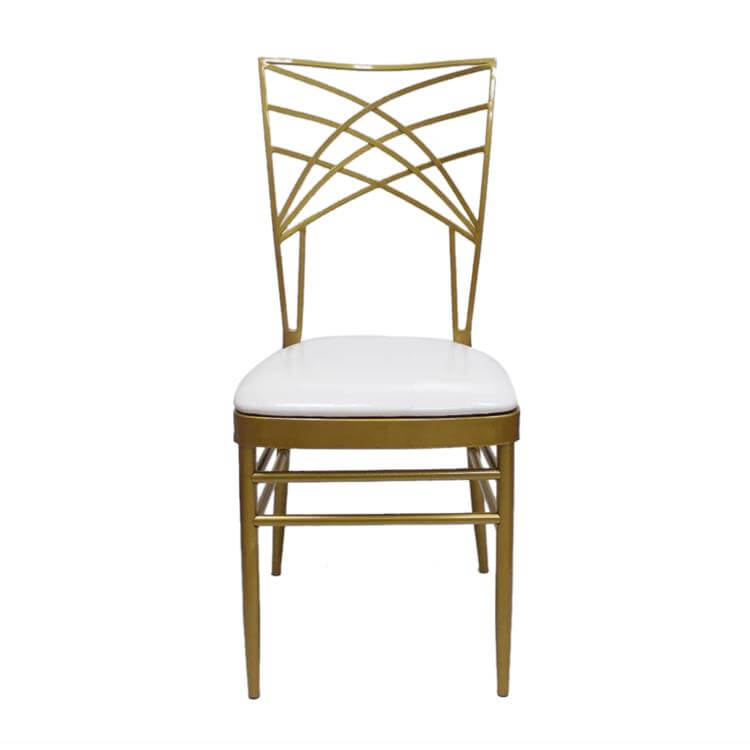 gold steel chairs with white cushion