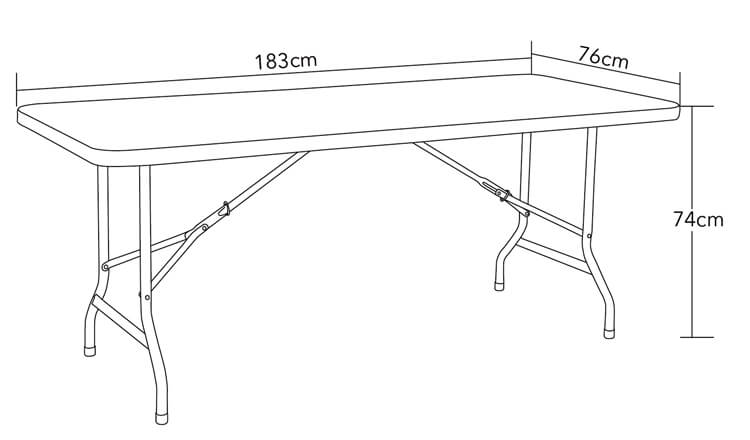 plastic long table demision