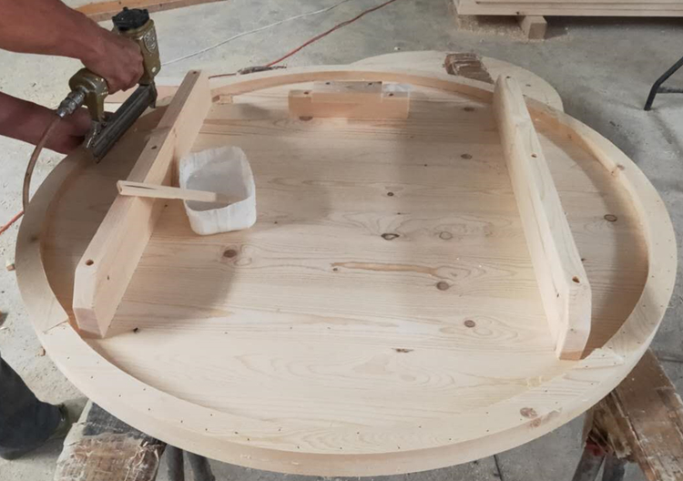 round wooden folding garden table