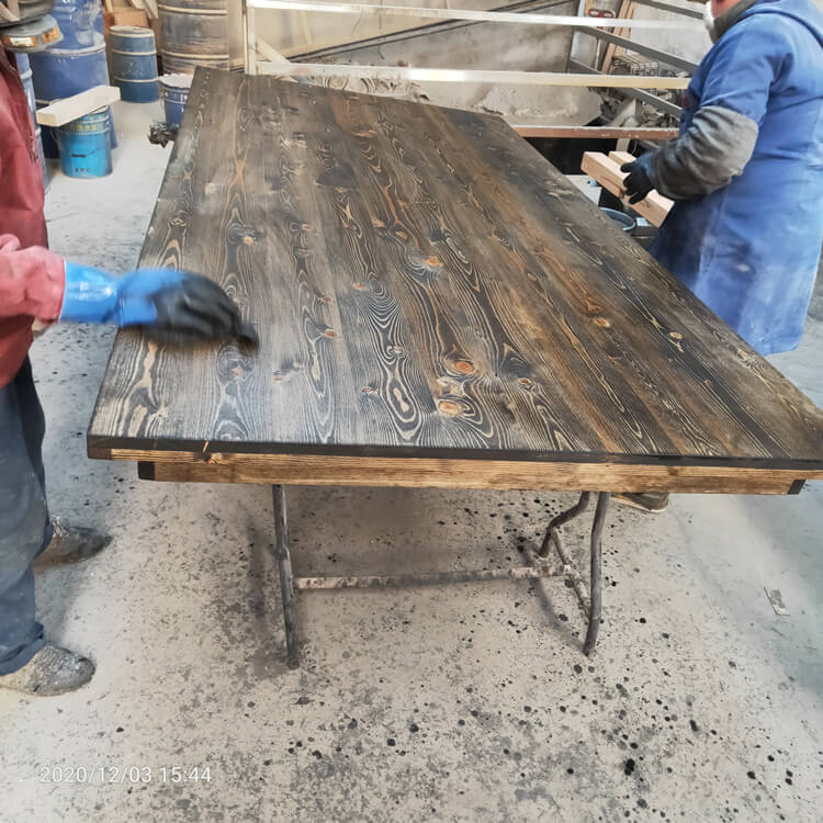 black and wood farmhouse table