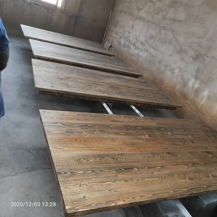 black farmhouse table with bench