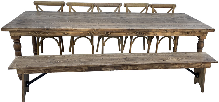 wooden farmhouse table
