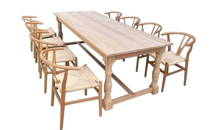 farm tables and Y chairs 