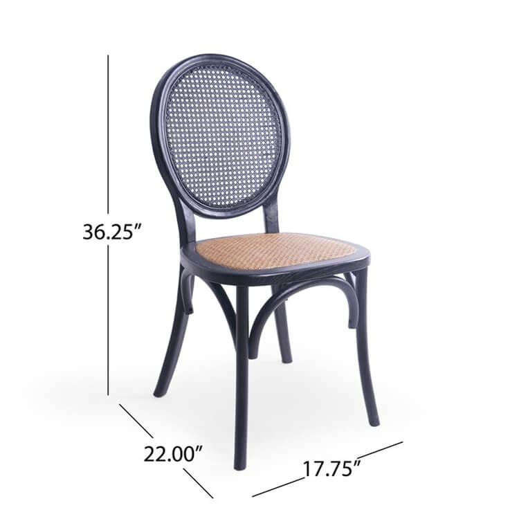 rattan back chair size