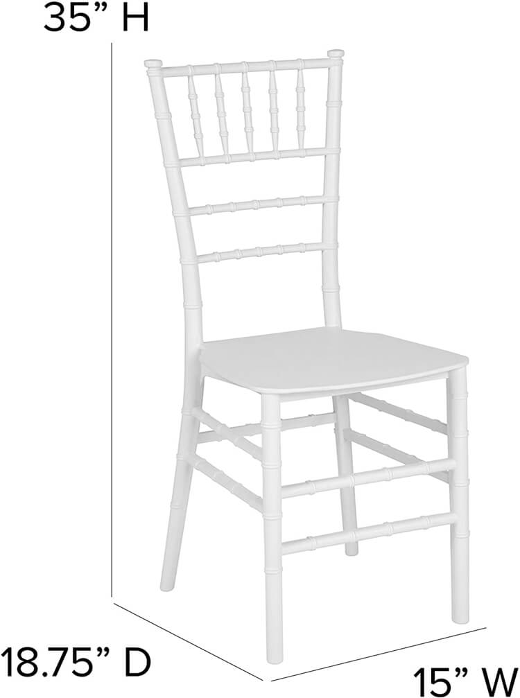plastic chiavari chair size