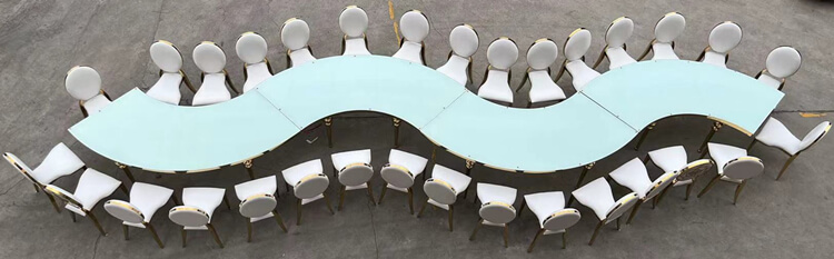 white serpentine table with chair supplier