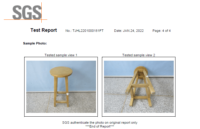 wooden bar chair test report