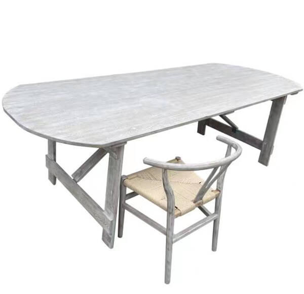 oval wooden folding table