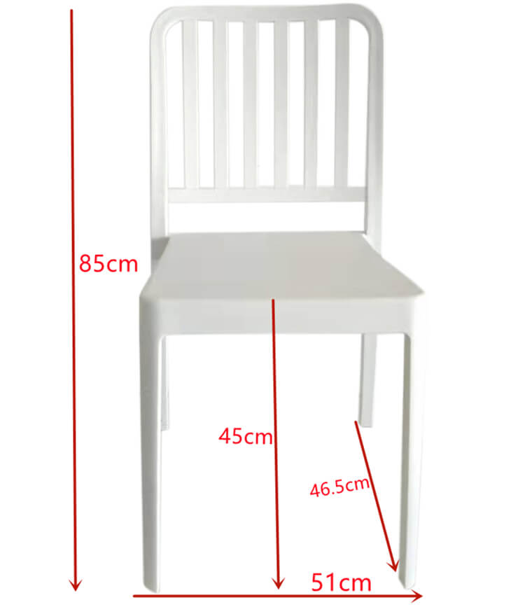 plastic dining chair size