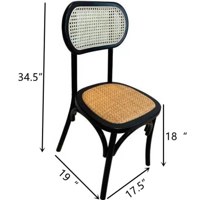 cane back dining chair size