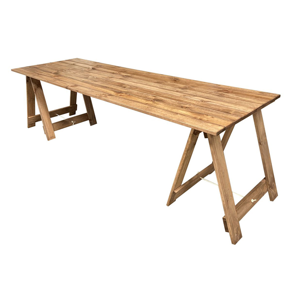 wooden rustic trestle tables