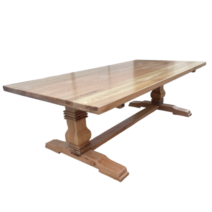 solid wood trestle dining table