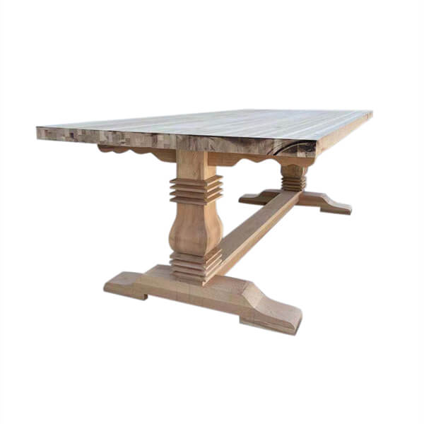solid wood trestle dining table