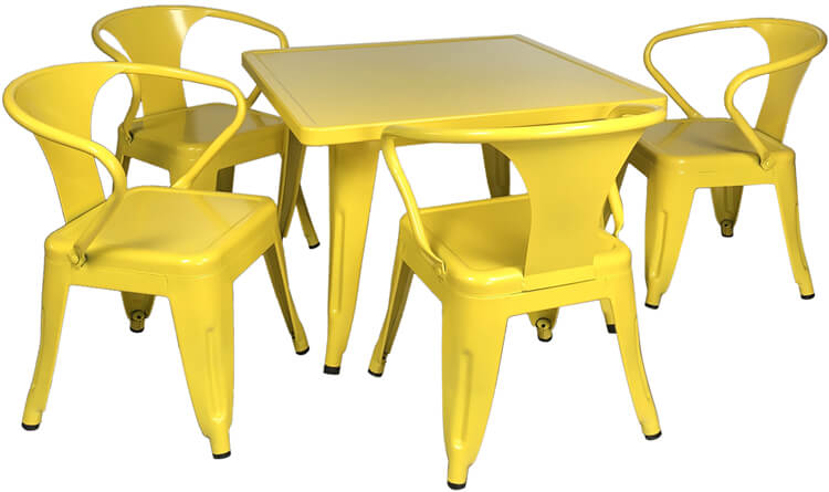 yellow metal tolix chair
