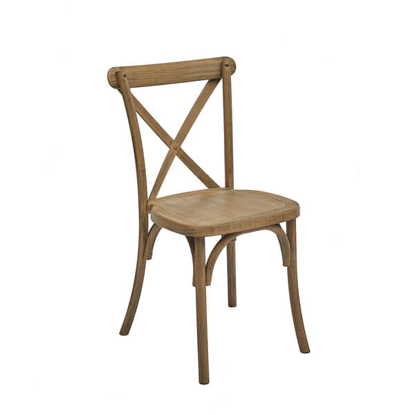brown resin cross back chair