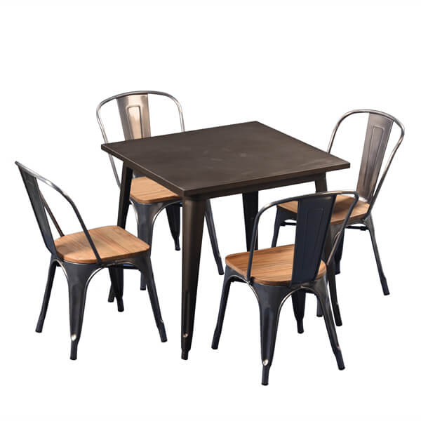 Metal Tolix Table and Chairs Set Square Dining Table Supplier in