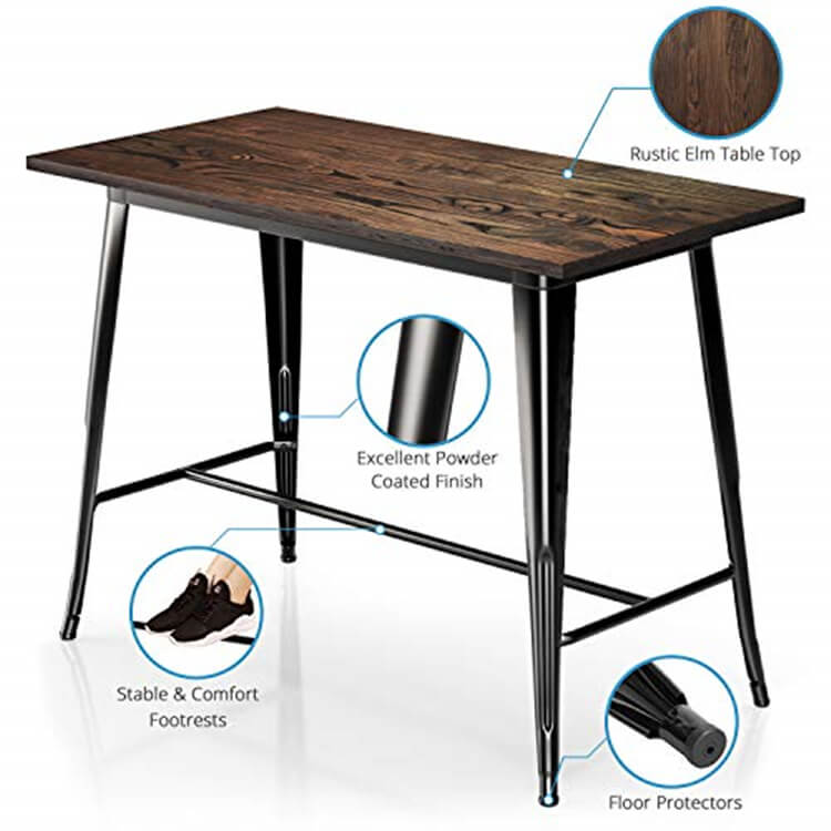 metal tolix bar table with wood top