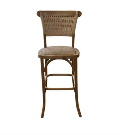 Rattan Back And Seat Crossback Barstool