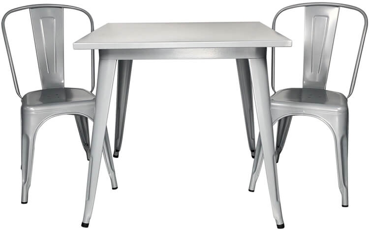 silver metal tolix table