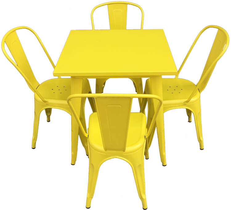 yellow metal tolix table
