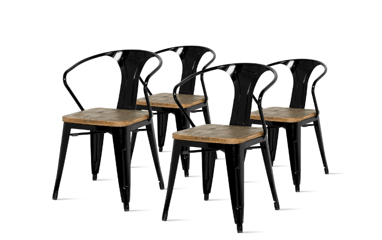   Yaheetech Set of 4 Weave Chair Mid-Century Metal Dining Chair