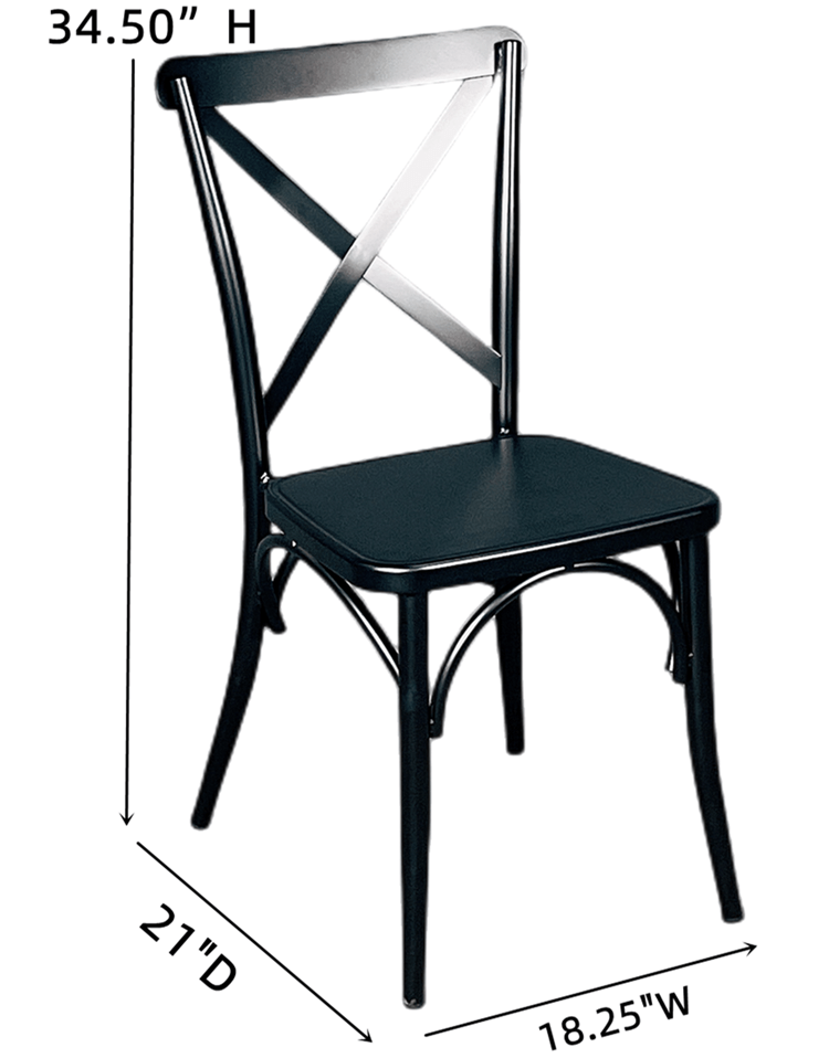metal cross back dining chair size