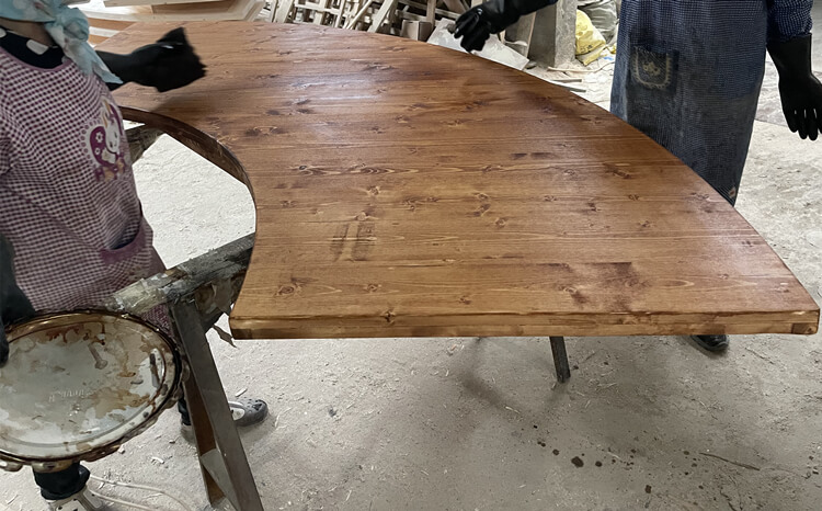 wooden serpentine farmhouse table factory