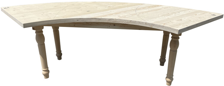 wooden serpentine farmhouse table