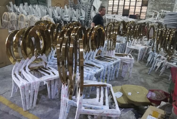 gold stainless steel dining chairs