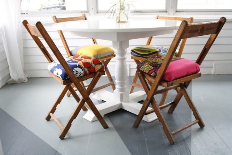 wooden folding chair with cushion