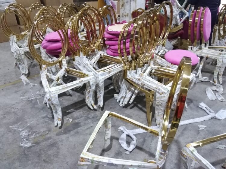 pink stainless steel chair