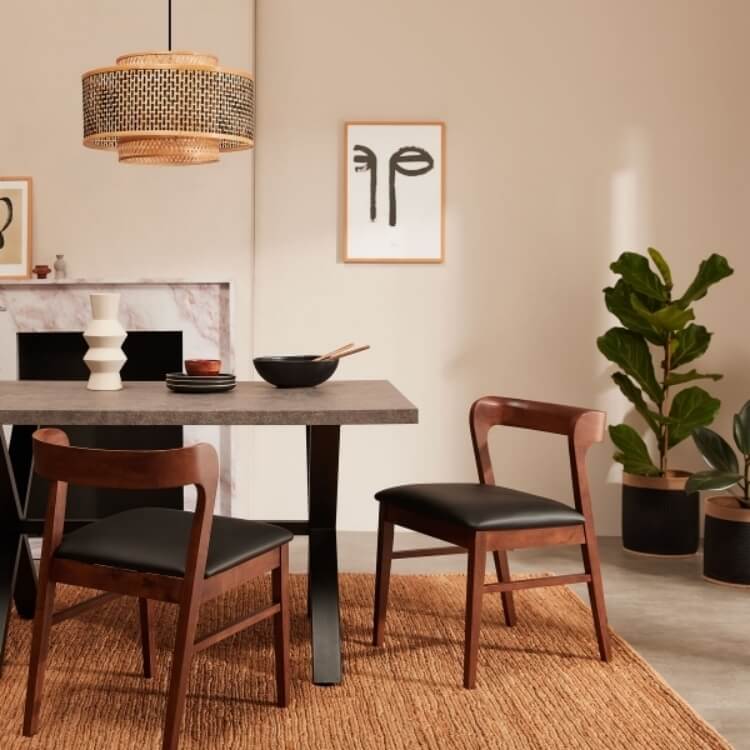 Chiswick Dining Chair, Walnut & Black 