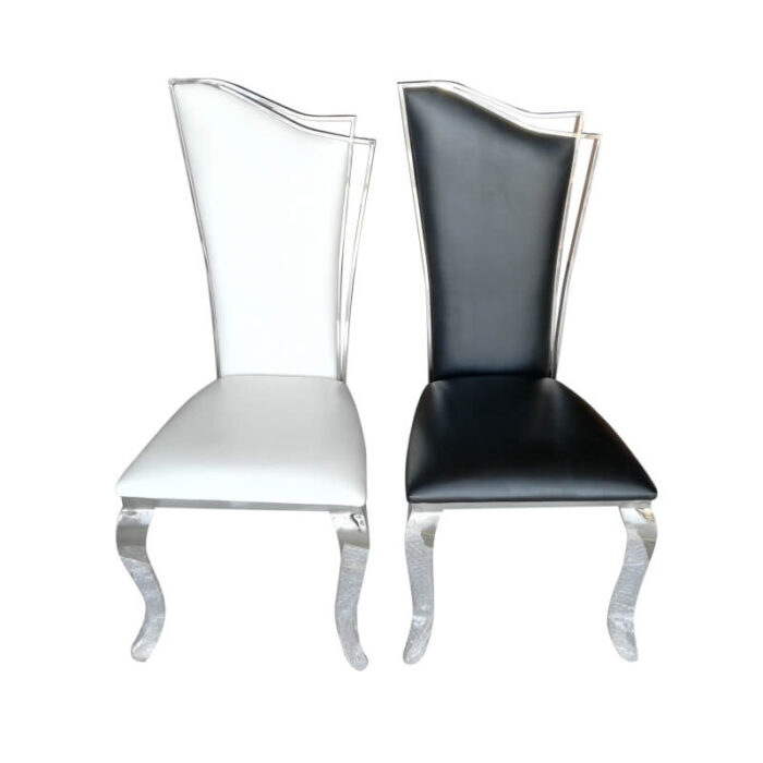 white and black stainless steel chair