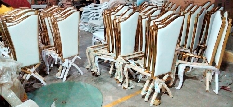 white stainless steel dining chair bulk