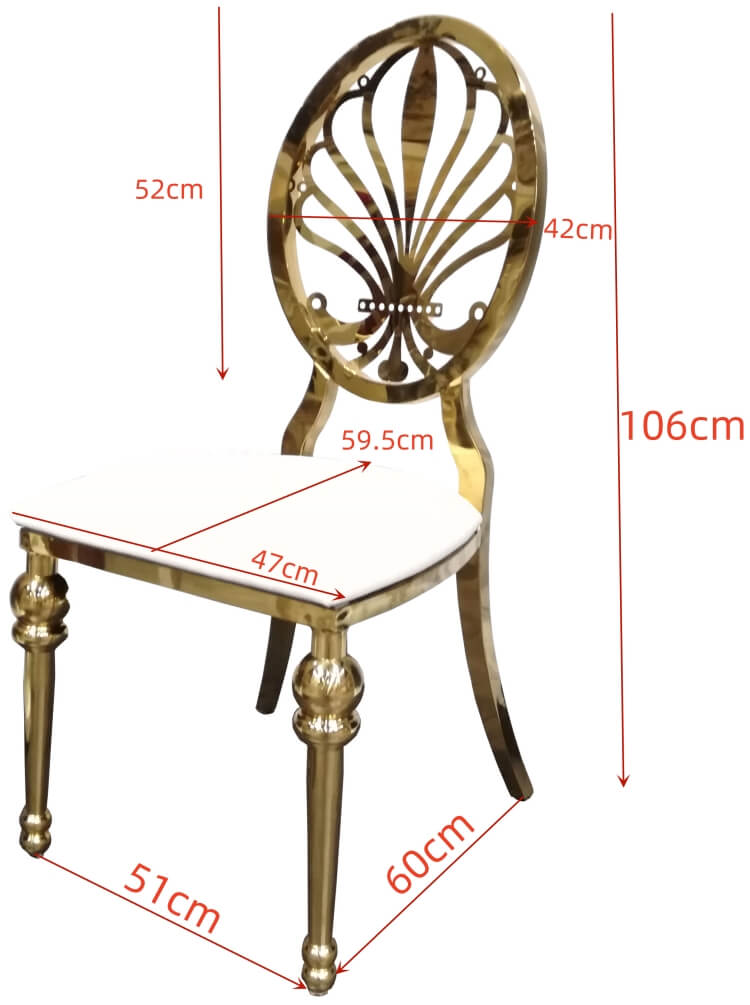 gold stainless steel chair size